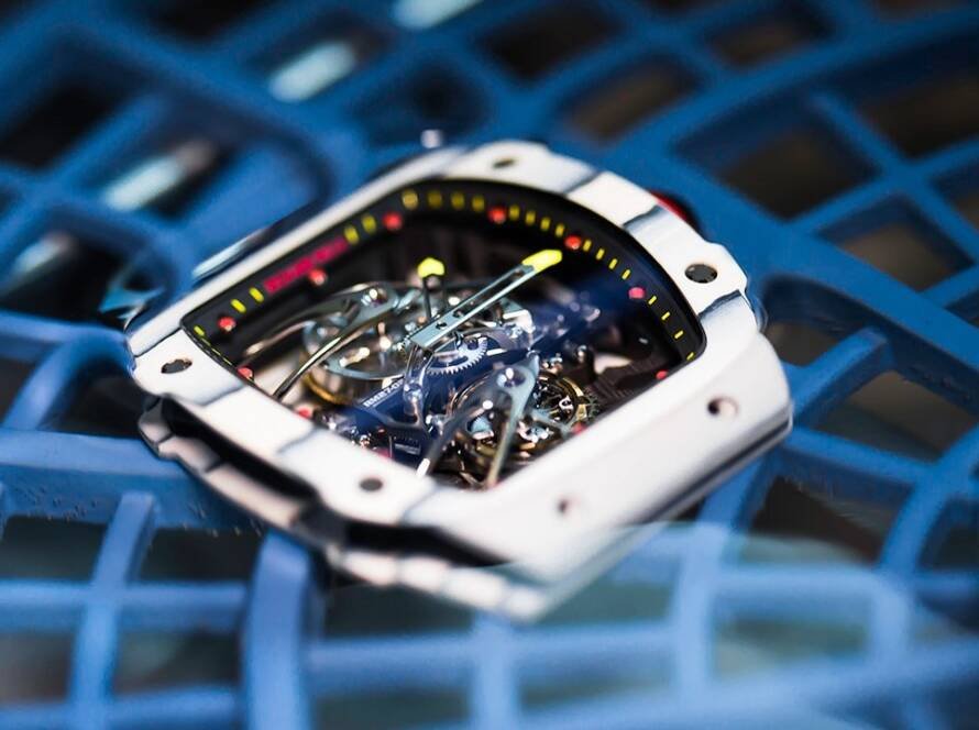 White forged carbon watch case