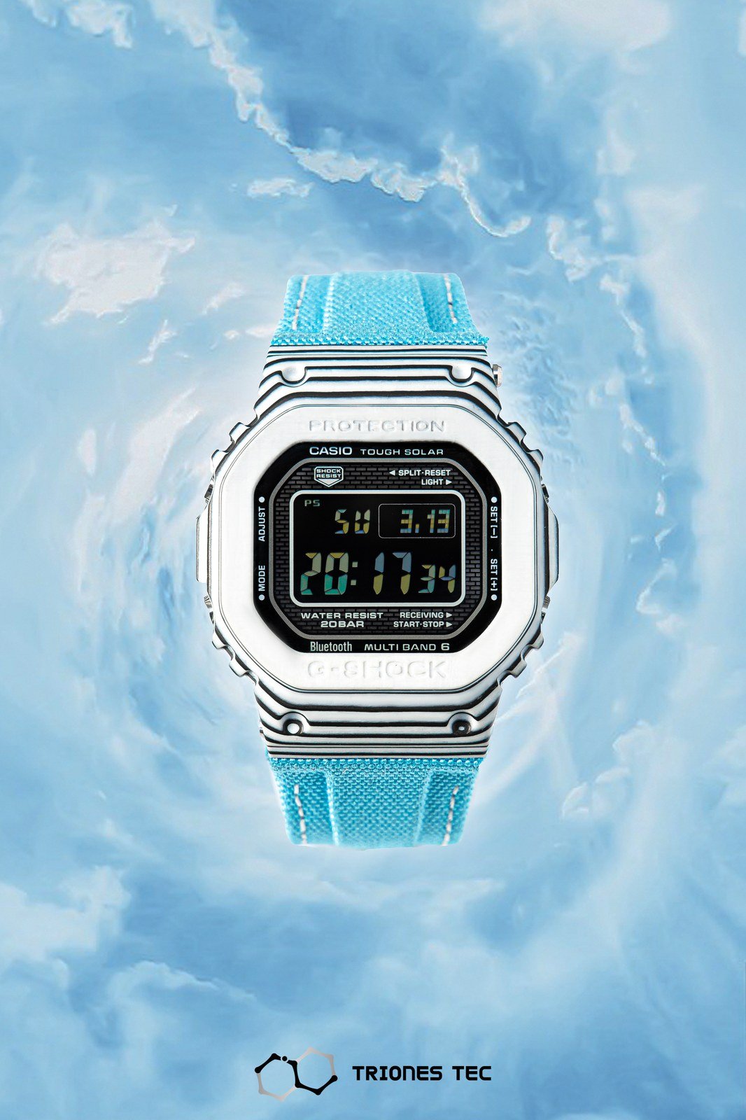 TRIONES TEC cyan strap mod kit with silver case