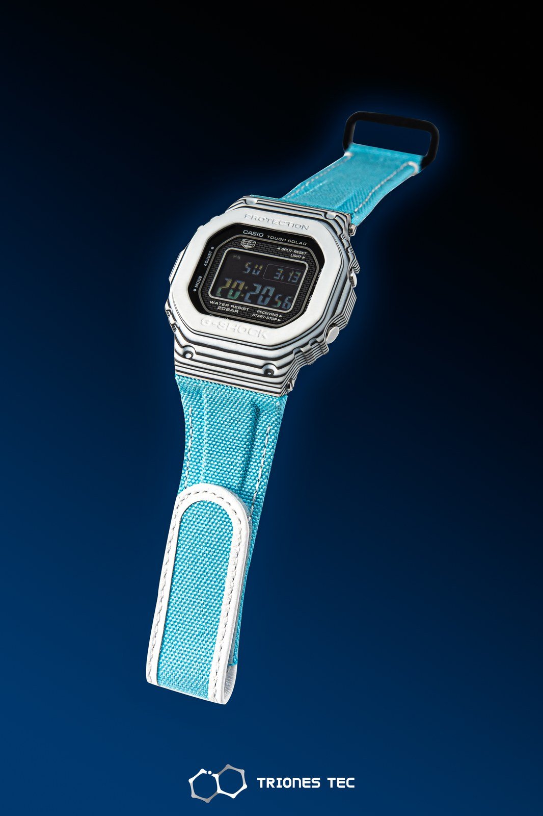TRIONES TEC cyan strap mod kit with silver case