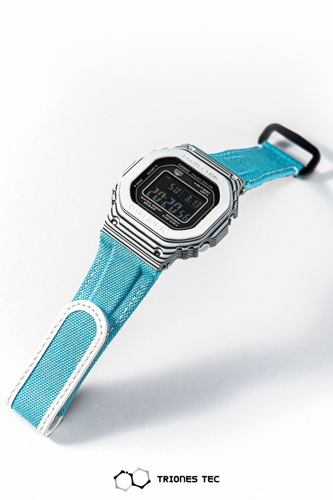 TRIONES TEC cyan strap mod kit with silver case