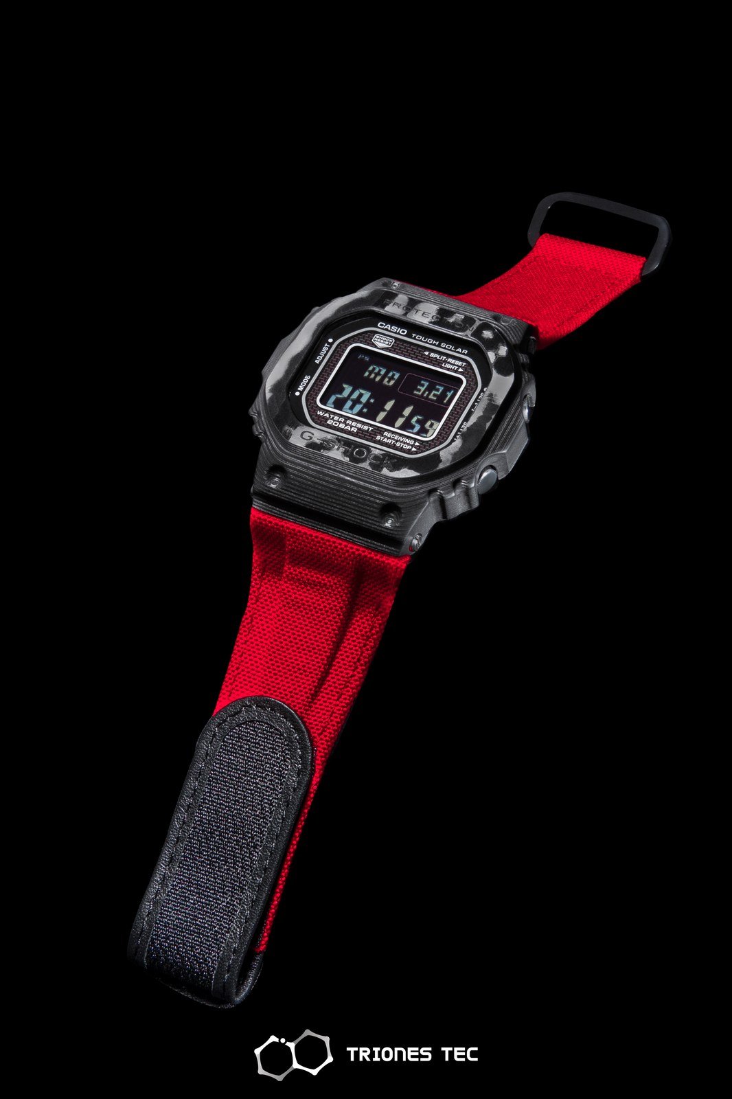 TRIONES TEC red strap mod kit with frosted translucent case