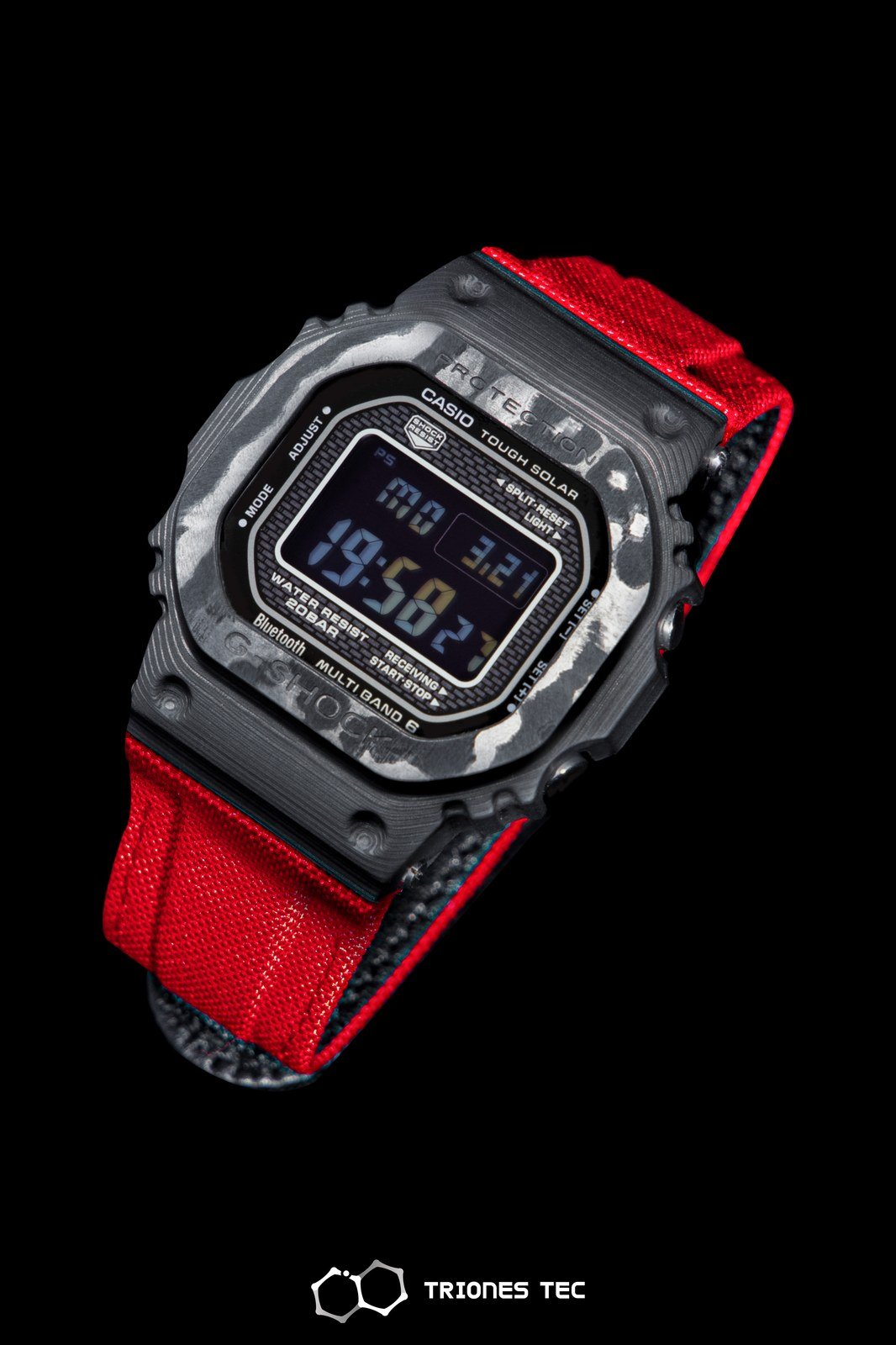 TRIONES TEC red strap mod kit with frosted translucent case