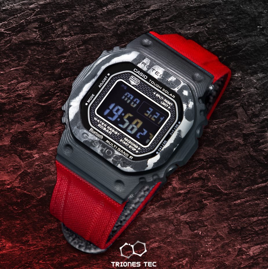 TRIONES TEC red strap mod kit with frosted translucent case