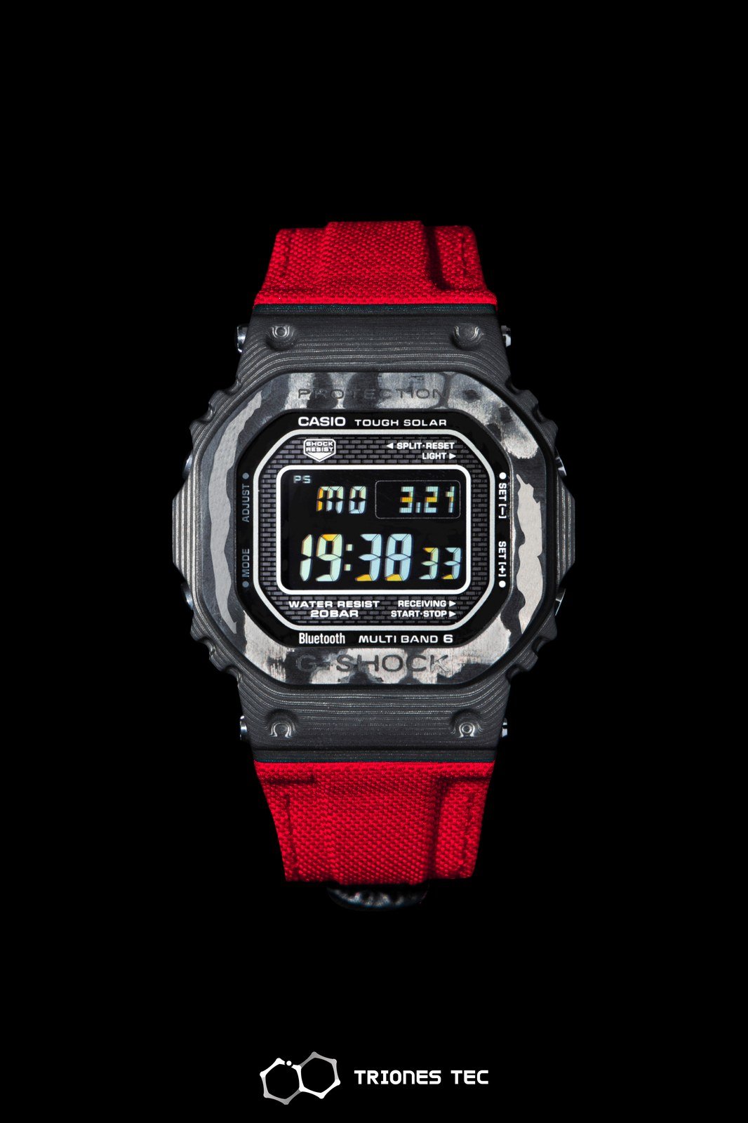TRIONES TEC red strap mod kit with frosted translucent case