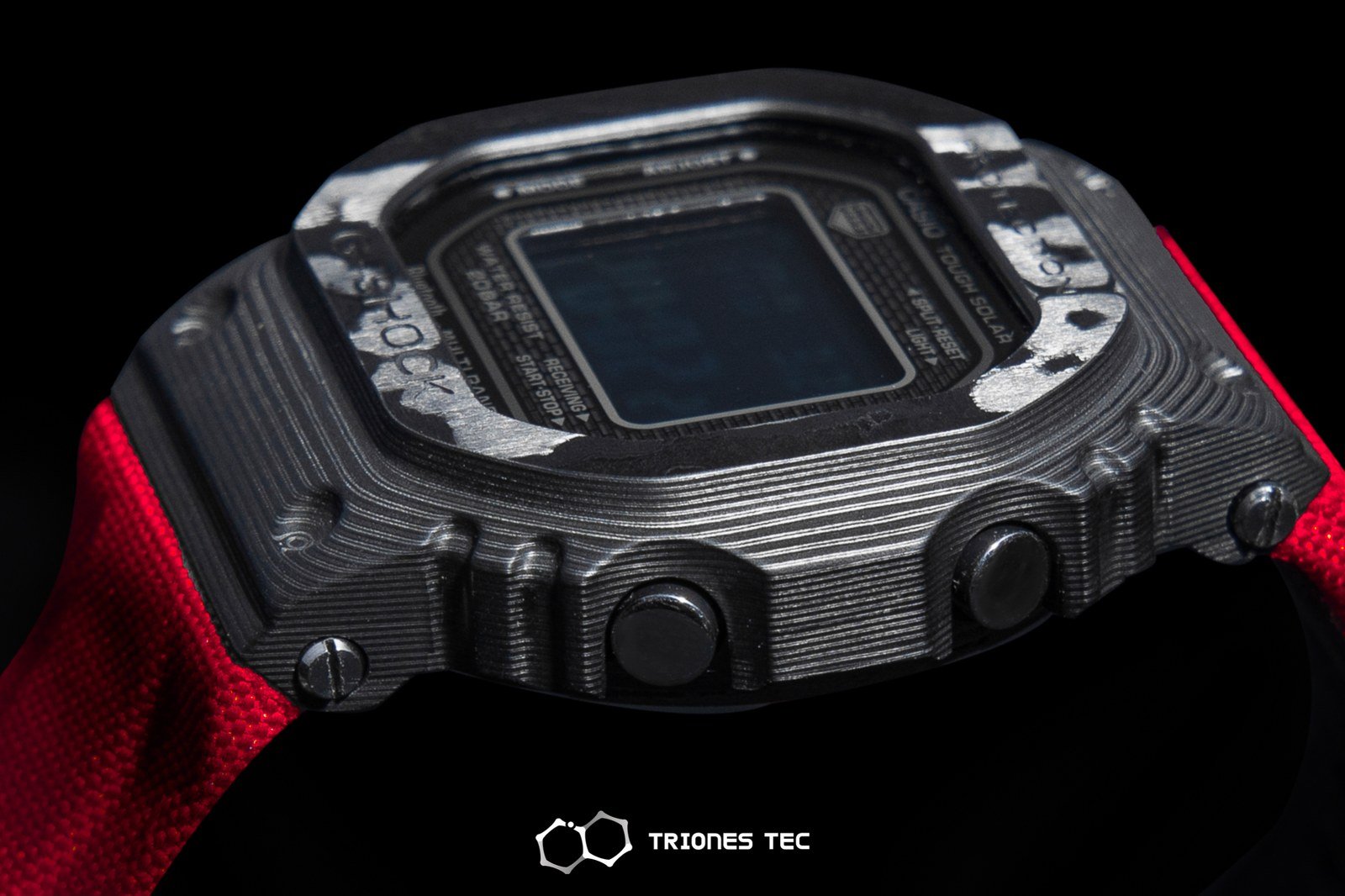 TRIONES TEC red strap mod kit with frosted translucent case