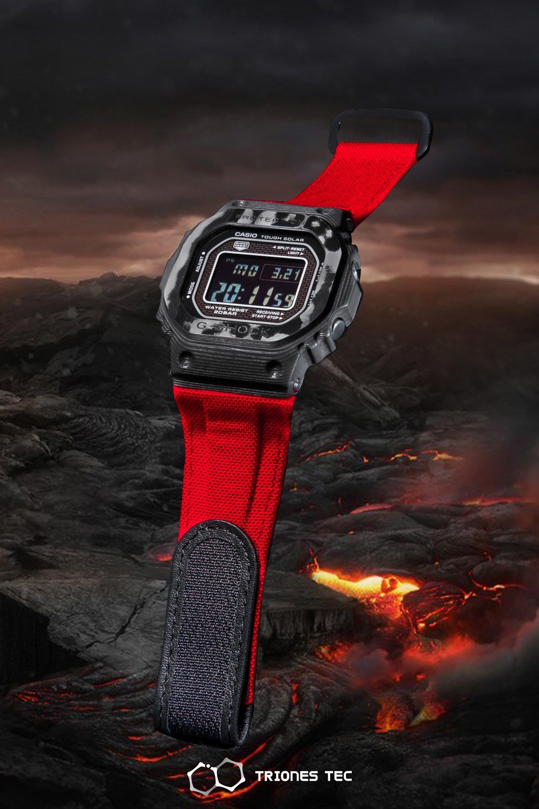 TRIONES TEC red strap mod kit with frosted translucent case